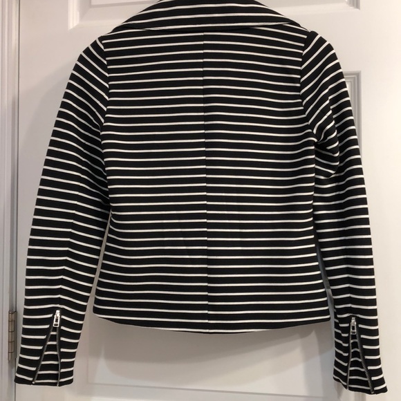 Bagatelle Black & White Striped Moto-Jacket - Picture 6 of 6